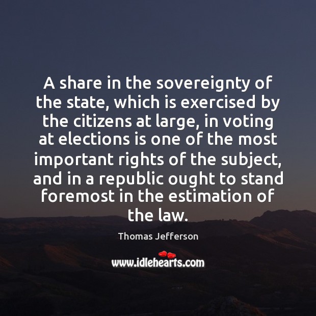 A share in the sovereignty of the state, which is exercised by Vote Quotes Image