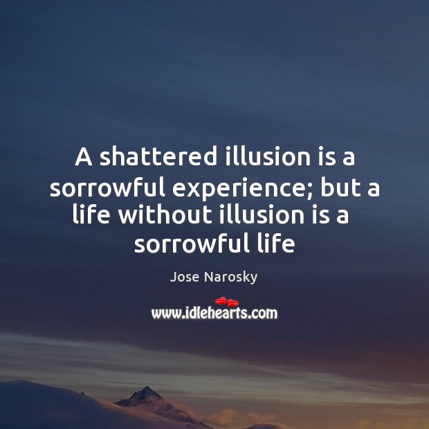 A shattered illusion is a sorrowful experience; but a life without illusion Jose Narosky Picture Quote