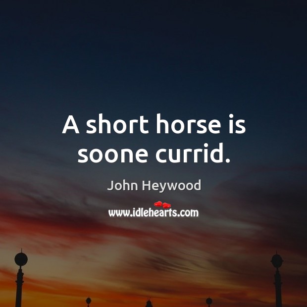 A short horse is soone currid. Image