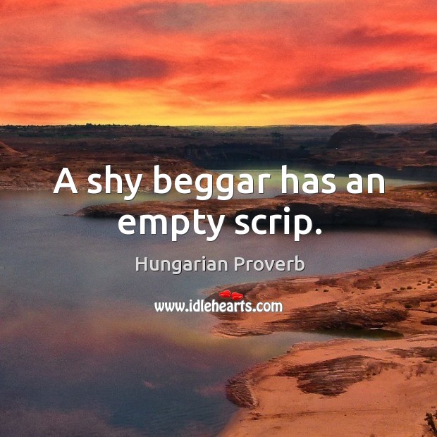 A shy beggar has an empty scrip. Image