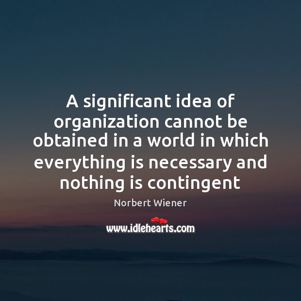 A significant idea of organization cannot be obtained in a world in Norbert Wiener Picture Quote