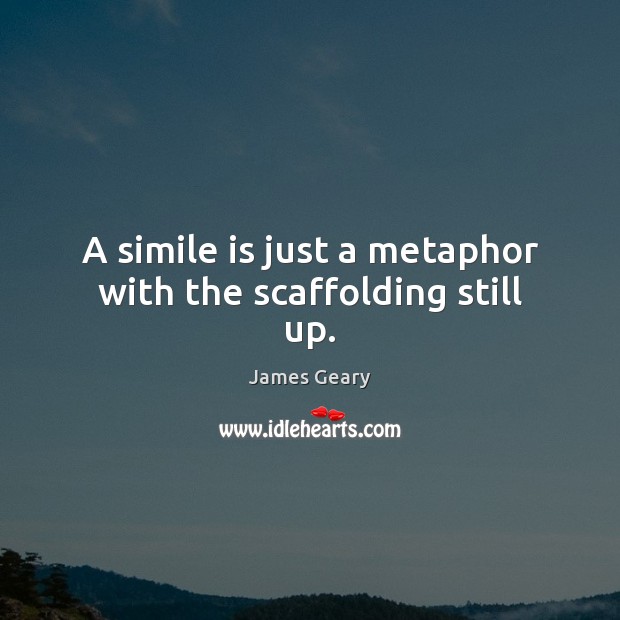 A simile is just a metaphor with the scaffolding still up. James Geary Picture Quote