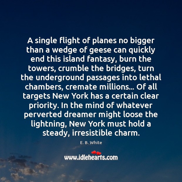 A single flight of planes no bigger than a wedge of geese E. B. White Picture Quote