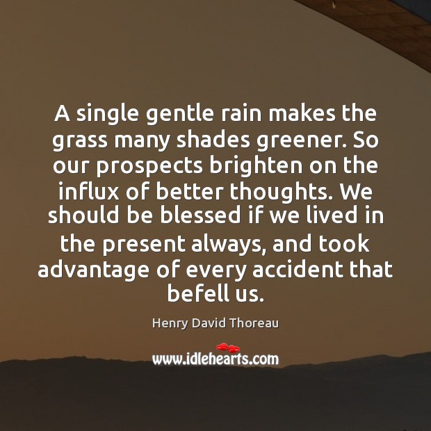 A single gentle rain makes the grass many shades greener. So our Image