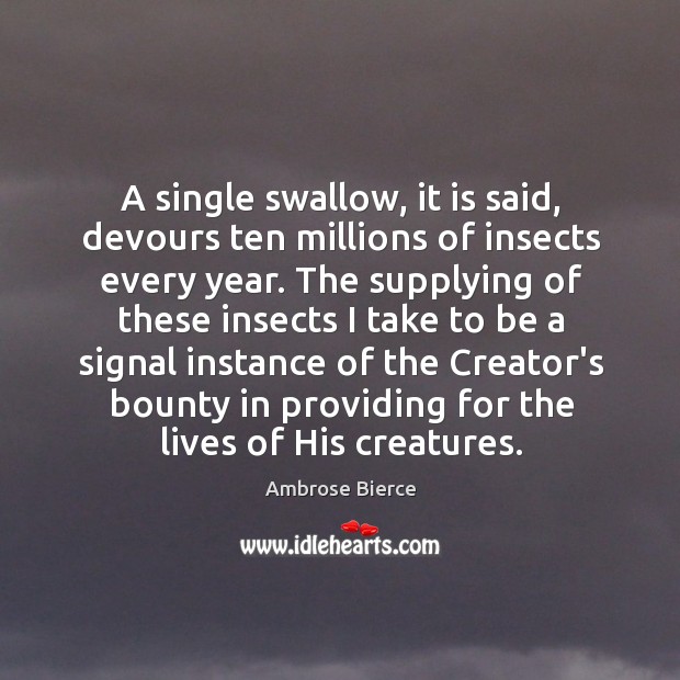 A single swallow, it is said, devours ten millions of insects every Image