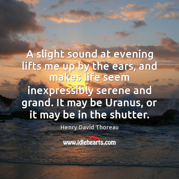 A slight sound at evening lifts me up by the ears, and Henry David Thoreau Picture Quote