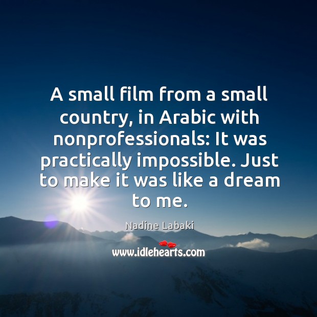 A small film from a small country, in arabic with nonprofessionals: it was practically impossible. Nadine Labaki Picture Quote
