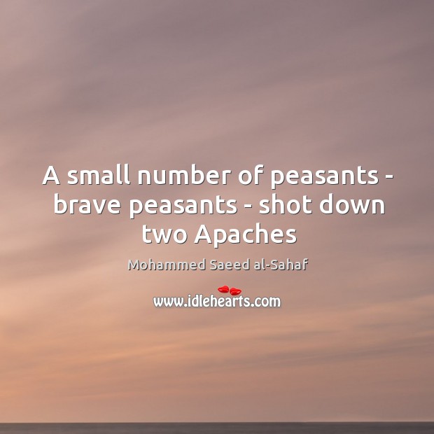 A small number of peasants – brave peasants – shot down two Apaches Mohammed Saeed al-Sahaf Picture Quote