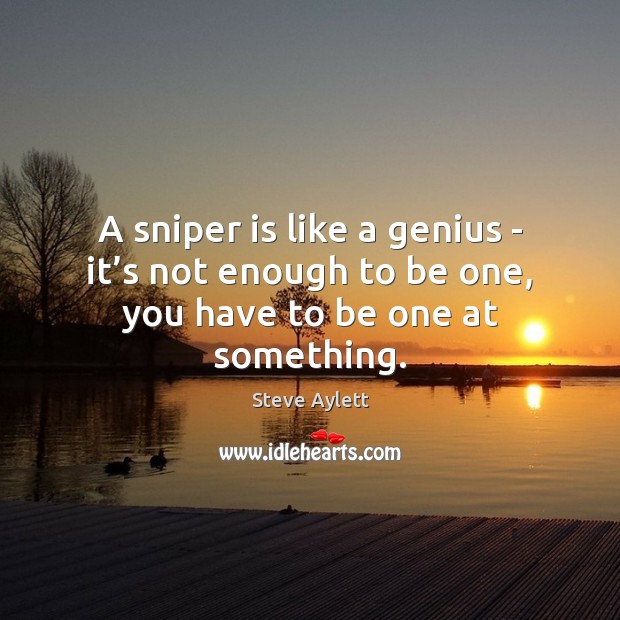 A sniper is like a genius – it’s not enough to be one, you have to be one at something. Image