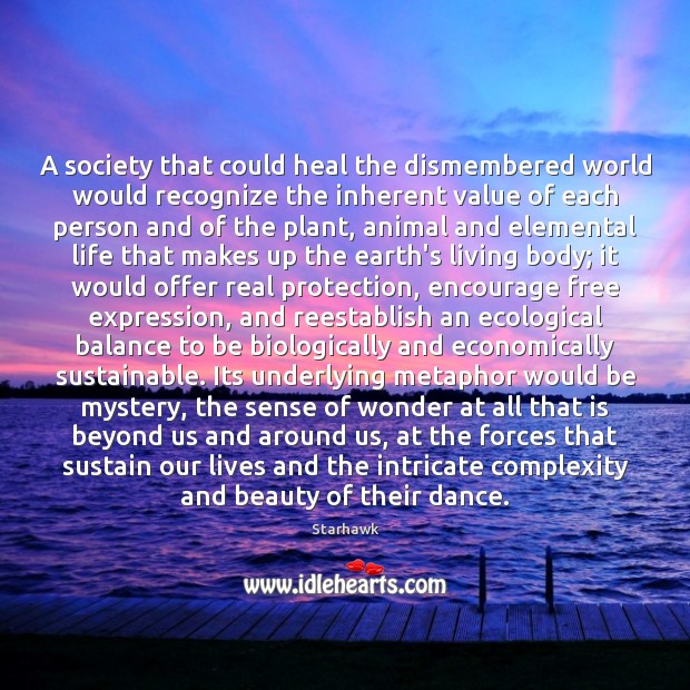 A society that could heal the dismembered world would recognize the inherent Image