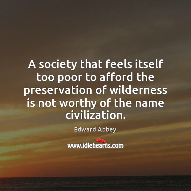 A society that feels itself too poor to afford the preservation of Edward Abbey Picture Quote