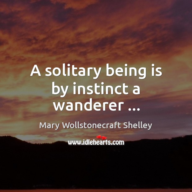 A solitary being is by instinct a wanderer … Mary Wollstonecraft Shelley Picture Quote