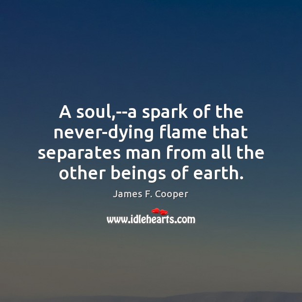 A soul,–a spark of the never-dying flame that separates man from James F. Cooper Picture Quote