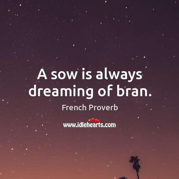 A sow is always dreaming of bran. Image