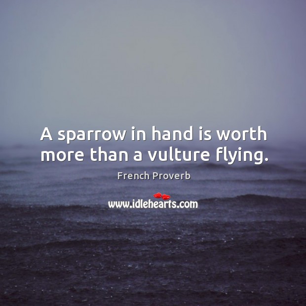 A sparrow in hand is worth more than a vulture flying. Image