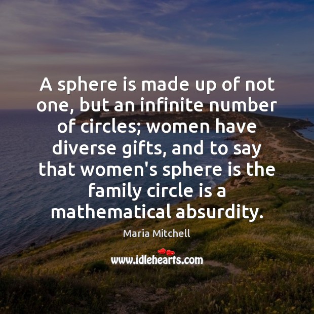A sphere is made up of not one, but an infinite number Maria Mitchell Picture Quote