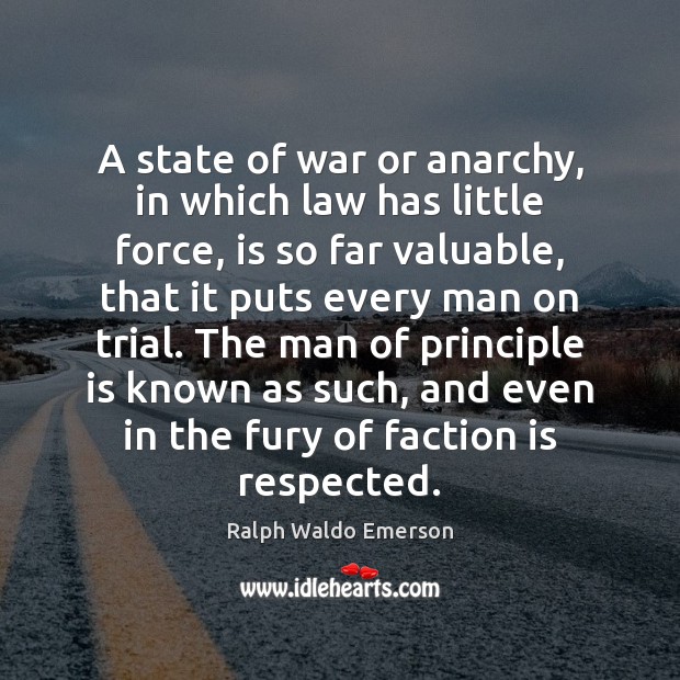 A state of war or anarchy, in which law has little force, Image