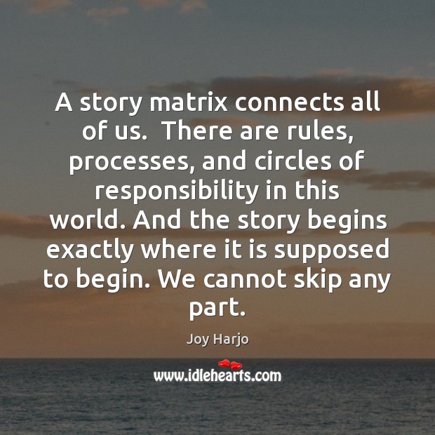 A story matrix connects all of us.  There are rules, processes, and Image