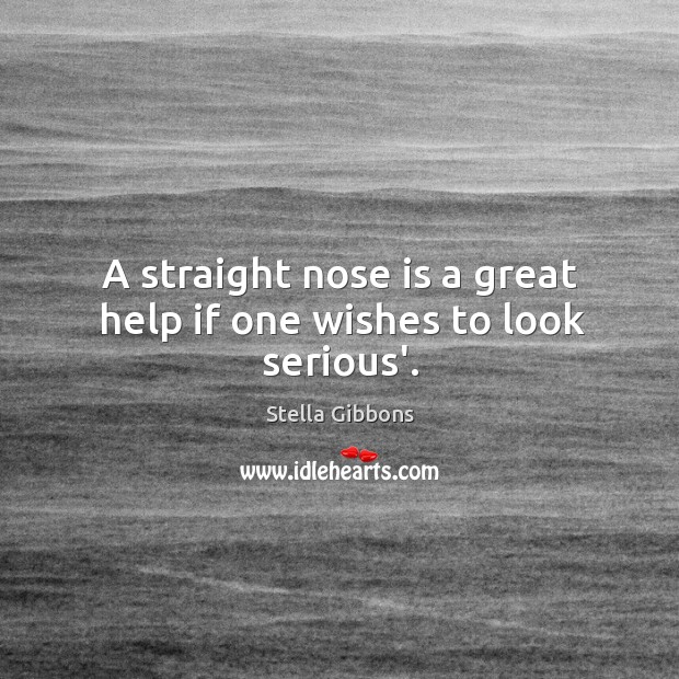 A straight nose is a great help if one wishes to look serious’. Stella Gibbons Picture Quote