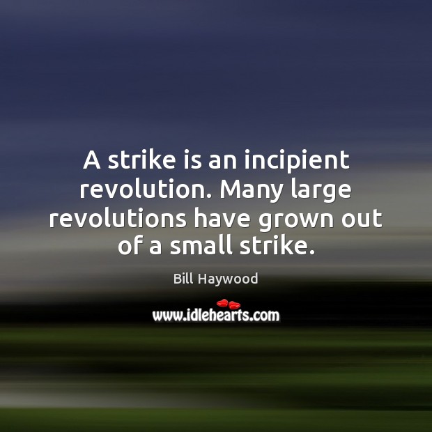 A strike is an incipient revolution. Many large revolutions have grown out Bill Haywood Picture Quote