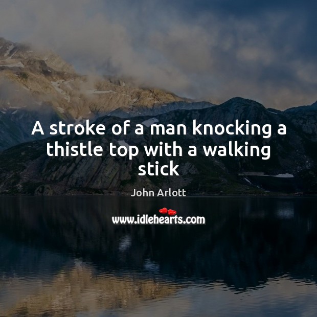 A stroke of a man knocking a thistle top with a walking stick John Arlott Picture Quote