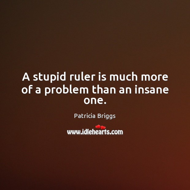 A stupid ruler is much more of a problem than an insane one. Patricia Briggs Picture Quote