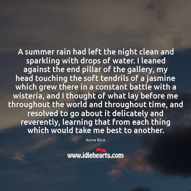 A summer rain had left the night clean and sparkling with drops Summer Quotes Image