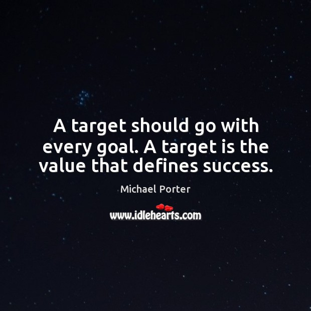 A target should go with every goal. A target is the value that defines success. Michael Porter Picture Quote