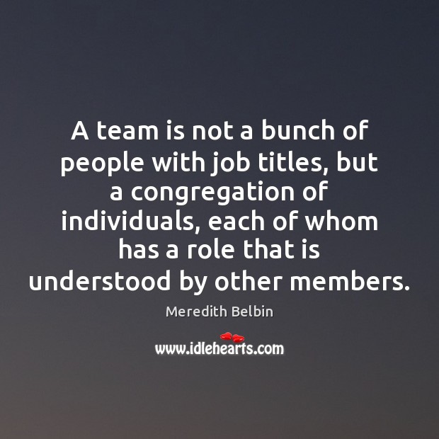 A team is not a bunch of people with job titles, but Meredith Belbin Picture Quote