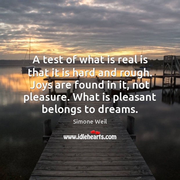 A test of what is real is that it is hard and Simone Weil Picture Quote