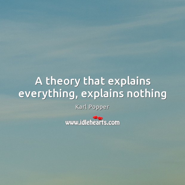 A theory that explains everything, explains nothing Karl Popper Picture Quote