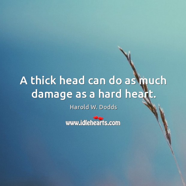 A thick head can do as much damage as a hard heart. Harold W. Dodds Picture Quote