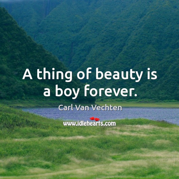 A thing of beauty is a boy forever. Carl Van Vechten Picture Quote