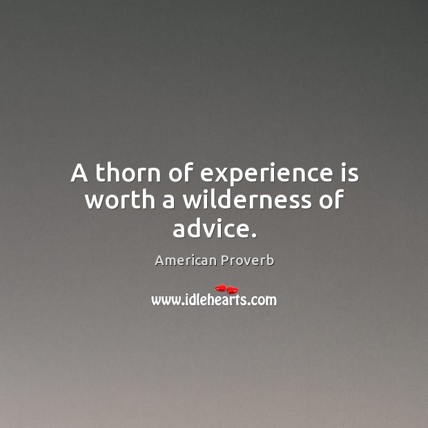 A thorn of experience is worth a wilderness of advice. Image