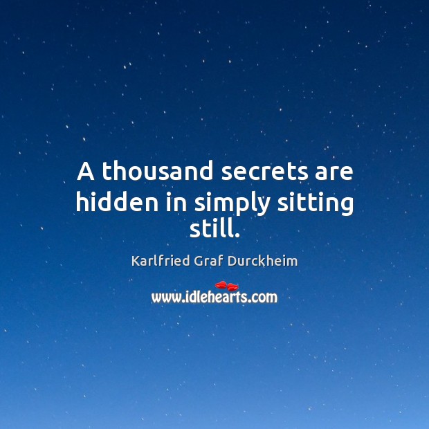 A thousand secrets are hidden in simply sitting still. Karlfried Graf Durckheim Picture Quote