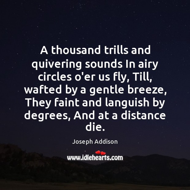 A thousand trills and quivering sounds In airy circles o’er us fly, Joseph Addison Picture Quote