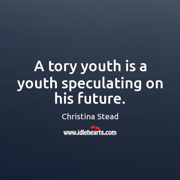 A tory youth is a youth speculating on his future. Christina Stead Picture Quote