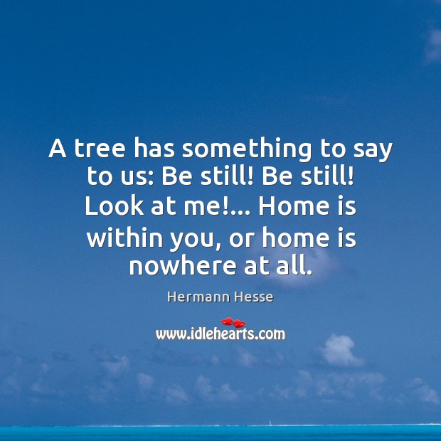 A tree has something to say to us: Be still! Be still! Home Quotes Image