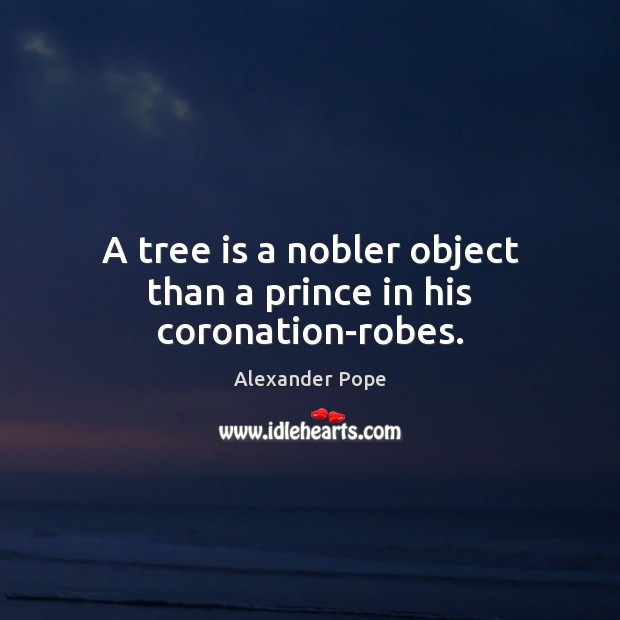 A tree is a nobler object than a prince in his coronation-robes. Alexander Pope Picture Quote