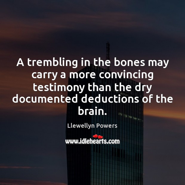 A trembling in the bones may carry a more convincing testimony than Image