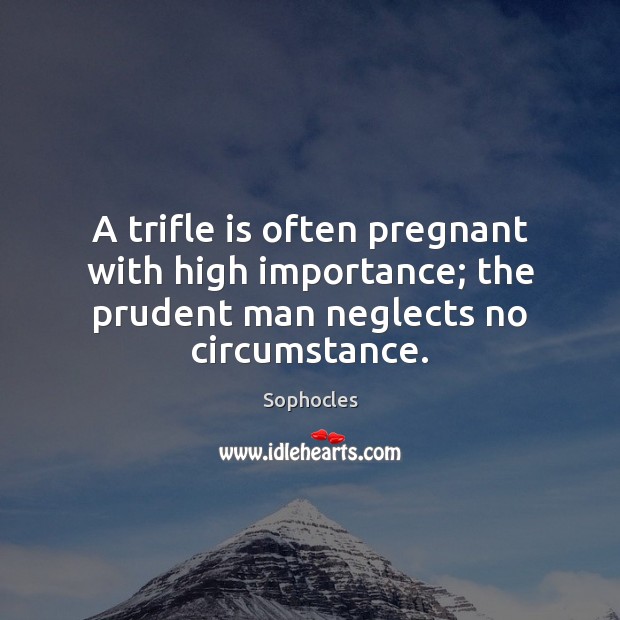 A trifle is often pregnant with high importance; the prudent man neglects no circumstance. Sophocles Picture Quote