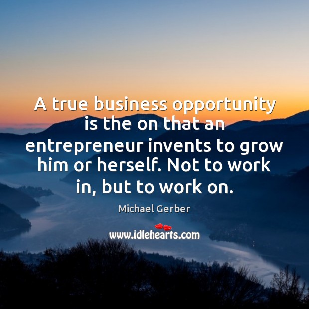 A true business opportunity is the on that an entrepreneur invents to Michael Gerber Picture Quote