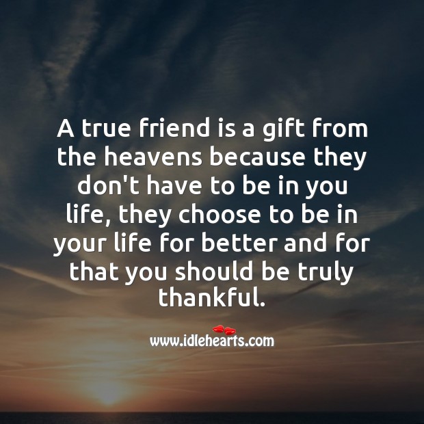 A true friend is a gift from the heavens. Friendship Quotes Image