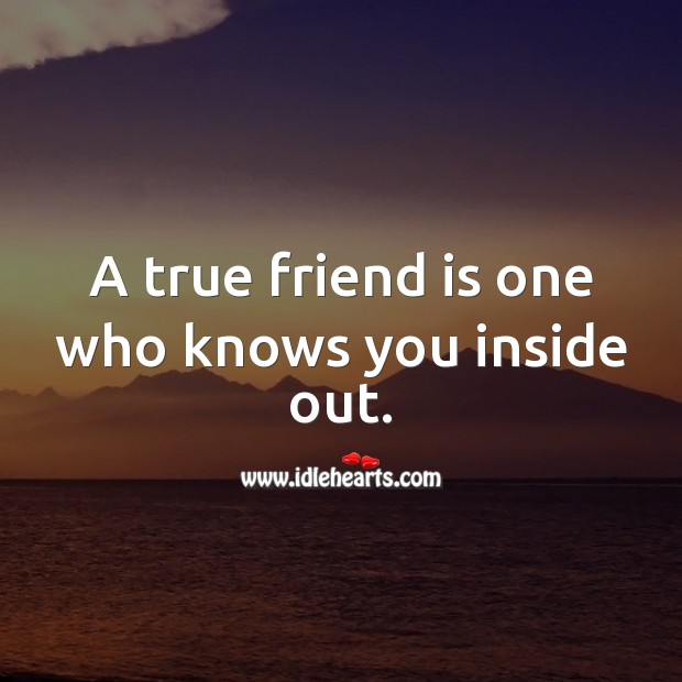 A true friend is one who knows you inside out. True Friends Quotes Image