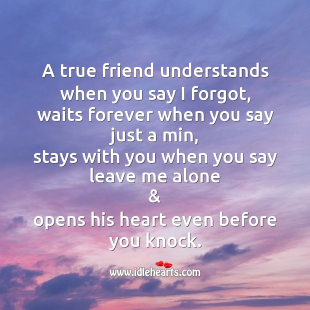 A true friend understands. Friendship Messages Image