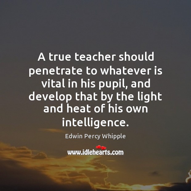 A true teacher should penetrate to whatever is vital in his pupil, Edwin Percy Whipple Picture Quote