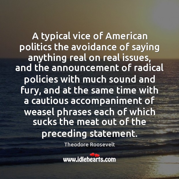 A typical vice of American politics the avoidance of saying anything real Politics Quotes Image
