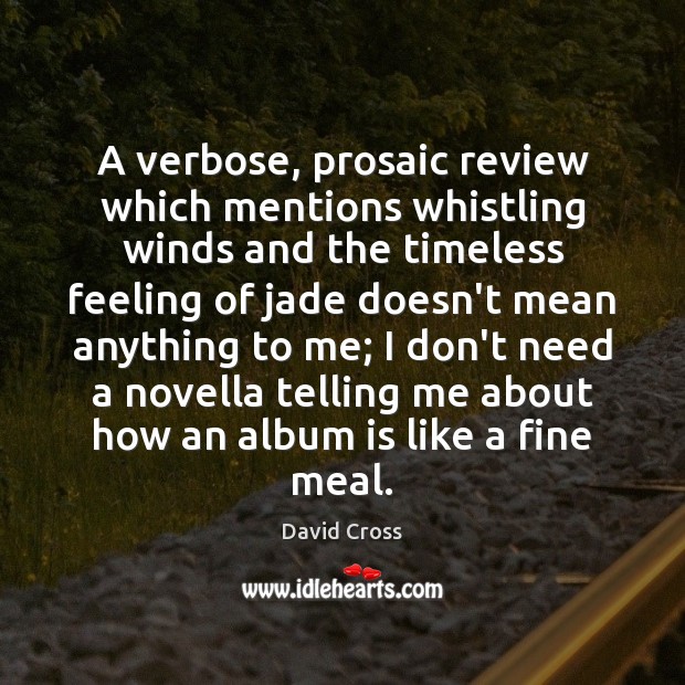 A verbose, prosaic review which mentions whistling winds and the timeless feeling David Cross Picture Quote