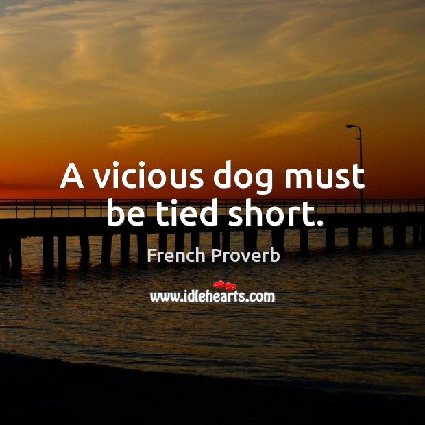 A vicious dog must be tied short. French Proverbs Image