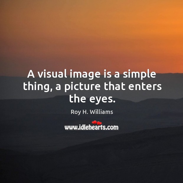 A visual image is a simple thing, a picture that enters the eyes. Roy H. Williams Picture Quote